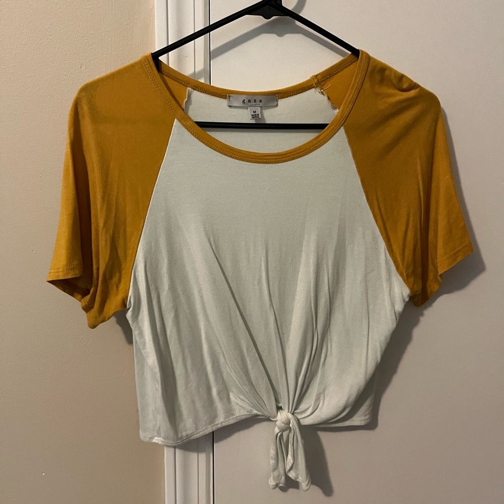White & Yellow Top - Size Medium